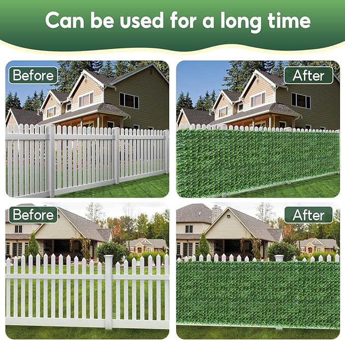 Artificial Ivy Privacy Fence Screen, 120x40 inch Artificial Hedge Grass Wall, Faux Ivy Fence Privacy Screen, Decoration for Patio Balcony Garden Backyard Indoor Outdoor Decor, Color Watermelon Leaves