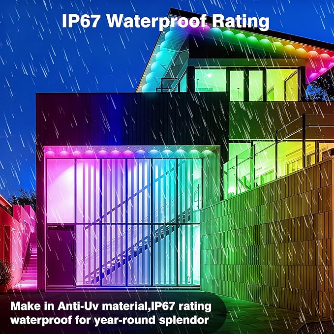 247FT Permanent Outdoor Lights, Permanent RGB 90 LEDs IP67 Waterproof, App and Remote Control Color Changing Eave Lights for Holiday, Christmas, Party, Garden Decor