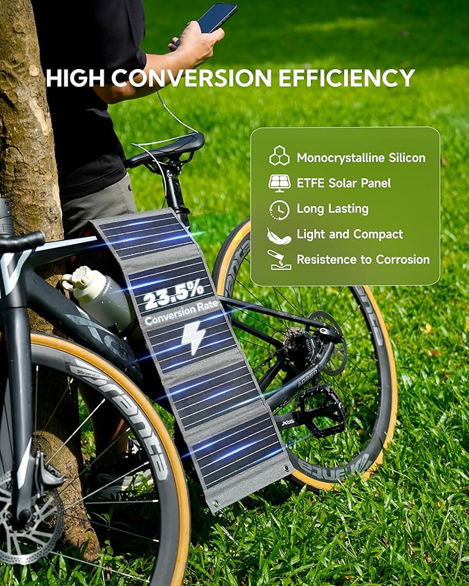 LUMOPAL 30W Foldable Solar Panel Portable Solar Charger with PD USB-C 30W USB-A 18W max Output, Backpacking Solar Panel for Camping, Ultra Compact Solar Panels for Hiking, Trip, Outdoor Activities