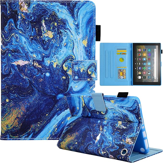 Dteck for Fire Max 11 (13th Generation) Tablet Case 11" 2023, PU Leather Protective Fold Stand Case with Auto Sleep Wake, Adjustable Viewing Angles, 4 Card Slots, Cute Slim Folio Case, Blue Galaxy
