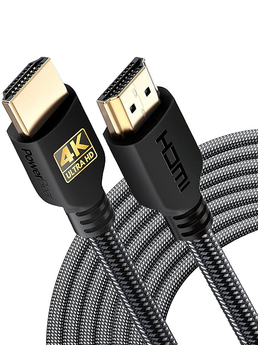 PowerBear 4K Long HDMI Cable 25 ft [2 Pack] High Speed, Braided Nylon & Gold Connectors, 4K @ 60Hz, Ultra HD, 2K, 1080P, ARC & CL3 Rated | for Laptop, Monitor, PS5, PS4, Xbox One, Fire TV, Apple TV