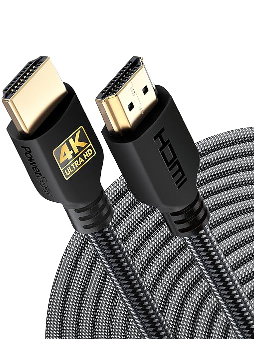 PowerBear 4K Long HDMI Cable 40 ft | High Speed, Braided Nylon & Gold Connectors, 4K @ 60Hz, Ultra HD, 2K, 1080P, ARC & CL3 Rated | for Laptop, Monitor, PS5, PS4, Xbox One, Fire TV, Apple TV