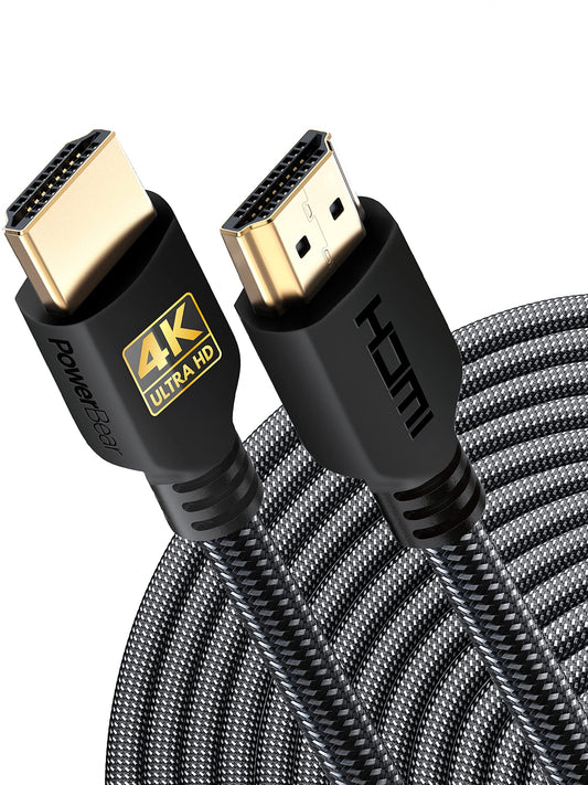 PowerBear 4K Long HDMI Cable 40 ft | High Speed, Braided Nylon & Gold Connectors, 4K @ 60Hz, Ultra HD, 2K, 1080P, ARC & CL3 Rated | for Laptop, Monitor, PS5, PS4, Xbox One, Fire TV, Apple TV