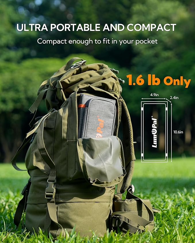 LUMOPAL 30W Foldable Solar Panel Portable Solar Charger with PD USB-C 30W USB-A 18W max Output, Backpacking Solar Panel for Camping, Ultra Compact Solar Panels for Hiking, Trip, Outdoor Activities