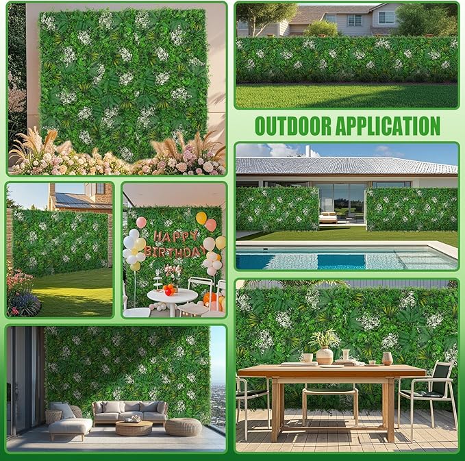 20"X20" Artificial Grass Wall, 8PCS Boxwood Panels UV-Protected Faux Grass Backdrop Wall,Greenery Privacy Hedge Screen for Outdoor Garden Patio, Indoor Party Balcony Fence Decor