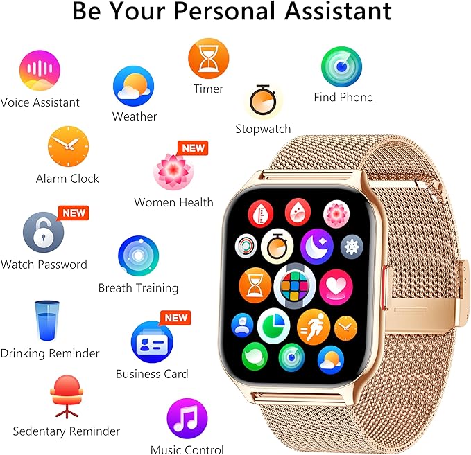 Smart Watch 45mm for Women Men(Dial/Answer Calls), 2.0" Fitness Tracker Watch with Heart Rate/Blood Pressure/Blood Oxygen Monitor for Android iOS