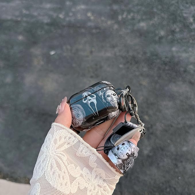 Cool Scream Pattern Pro 3rd Generation Case 2025 with Durable IMD Printing Technology and PET Layer，with Horror Keychain Clip Carabiner and Lanyard，Designed for Those who Like Thrilling Horror Themes