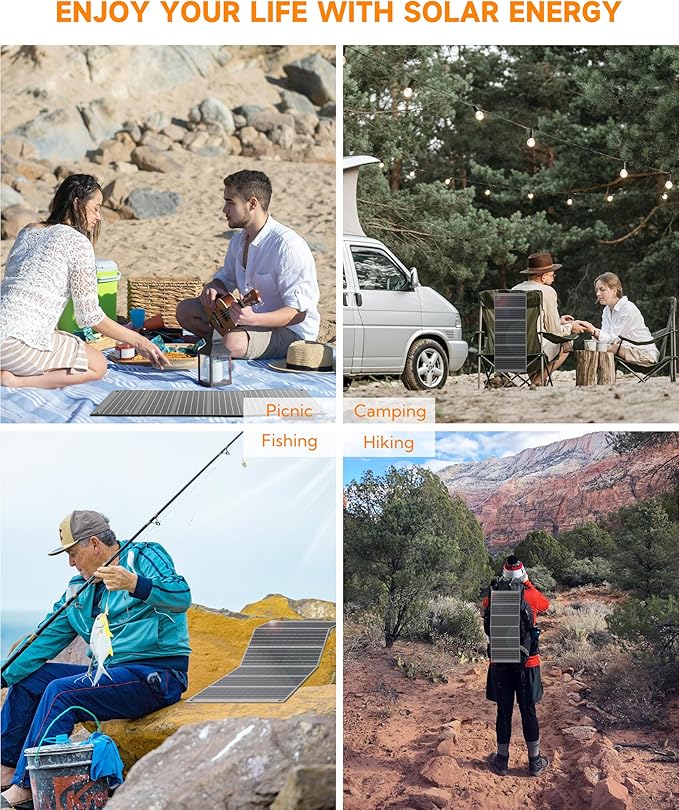 LUMOPAL 30W Foldable Solar Panel Portable Solar Charger with PD USB-C 30W USB-A 18W max Output, Backpacking Solar Panel for Camping, Ultra Compact Solar Panels for Hiking, Trip, Outdoor Activities