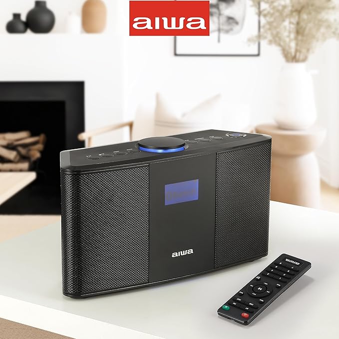 Aiwa Wireless Speaker - Unleash Powerful Sound and Versatile Connectivity - Experience Bluetooth Freedom, FM Radio, Clock, 20W RMS, LCD Display, and Alarm Clock Functionality
