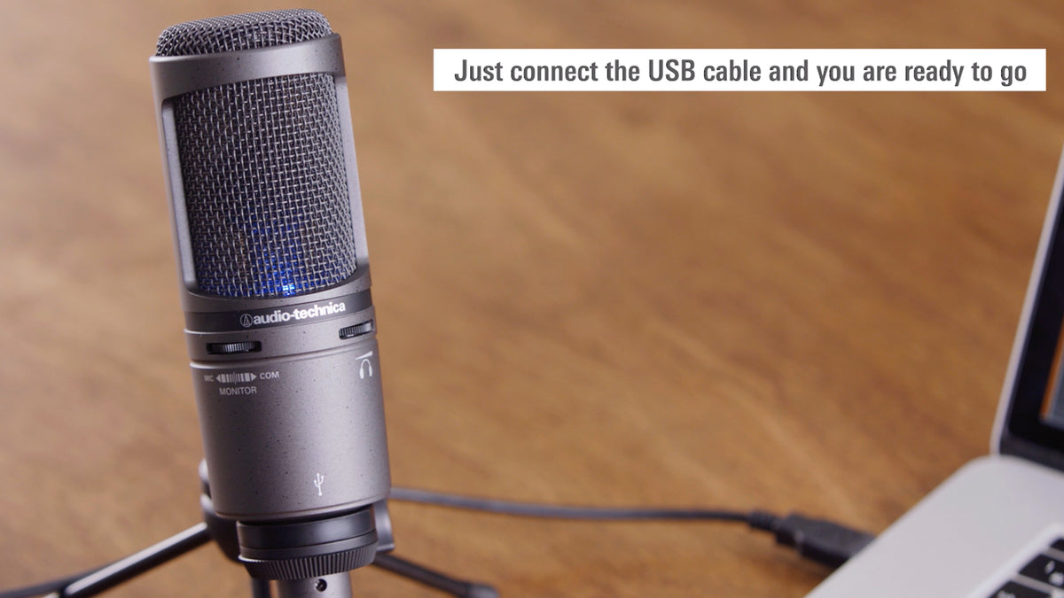 Audio-Technica AT2020USB+ Cardioid Condenser USB Microphone, with Built-in Headphone Jack & Volume Control, Perfect for Content Creators (Black)