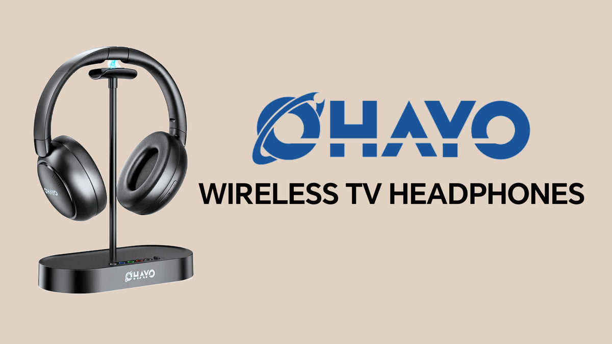 OHAYO Wireless TV Headphones for Seniors with Transmitter Charging Dock, Digital Optical AUX RCA Plug and Play Wireless Headphones for Watching TV, No Audio Delay, 100ft Range, Hearing Impaired Gifts