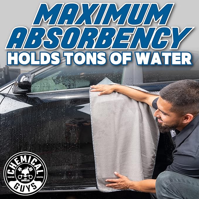 Chemical Guys MIC_781_01 Waffle Weave Gray Matter 70/30 Blend Microfiber Drying Towel with Silk Edging, 25" x 36"