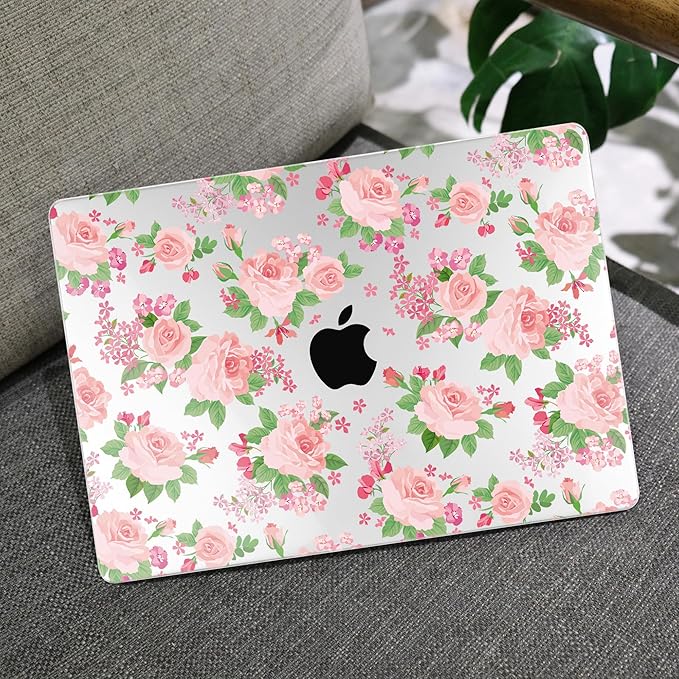 MEEgoodo for MacBook Air 13.3 inch Case 2021 2020 2019 2018 A2337 M1 A2179 A1932, Laptop Shell for MacBook Air M1 with Keyboard Webcam Cover & Trackpad Film & Type C Adapter,Floral Ornamental Texture