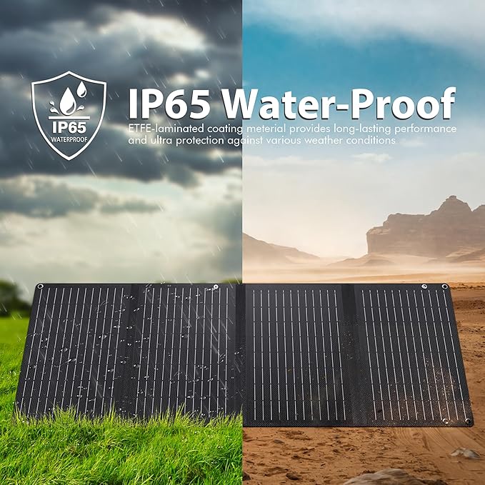 40 Watt Portable Solar Panels for Portable Power Station, 24% High Efficiency, 40W Monocrystalline Foldable 18V DC Output Solar Panel Charger with QC3.0 USB-A & Type-C for Hiking Outdoor Camping RV