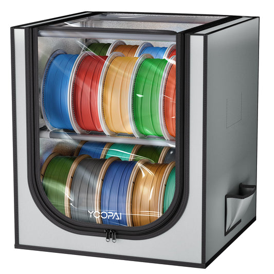 YOOPAI 3D Printer Filament Storage Box – 2 Tier Filament Storage Rack with Fabric Cover, Holds Up to 20 Rolls 1KG – 3D Filament Storage Organizer for Home, Workshop & Studio