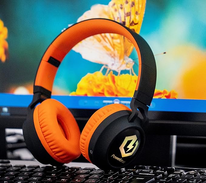 PowerLocus Kids Headphones Wireless, Bluetooth Headphones for Kids Over Ear, LED Lights, 85dB Safe Volume Limit, Foldable, Micro SD Mode, Built-in and Line-in Microphone for Phones,Tablets,Laptop