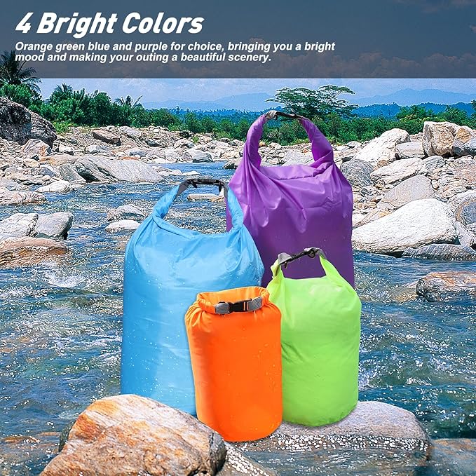 R2Depot Waterproof Dry Bag, 5L/10L/20L/40L/70L Dry Storage Bag for Kayaking, Gym, Hiking, Swimming (Green, 5L)