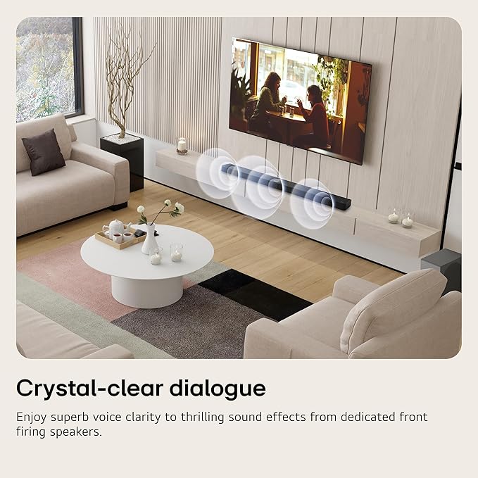 LG S60T 3.1 ch. Soundbar with Wireless Subwoofer, Dolby Audio, TV Synergy, Wow Interface, AI Sound Pro
