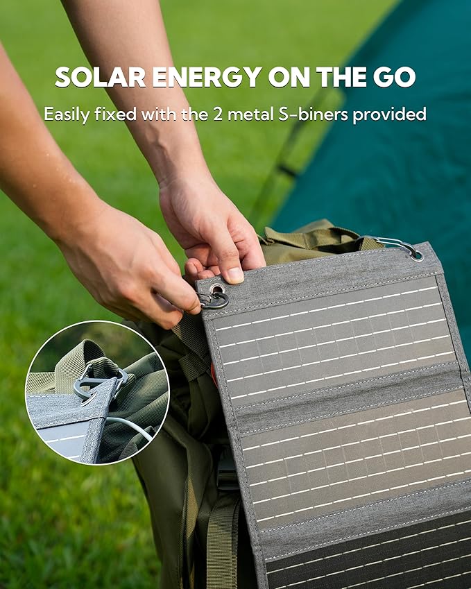 LUMOPAL 30W Foldable Solar Panel Portable Solar Charger with PD USB-C 30W USB-A 18W max Output, Backpacking Solar Panel for Camping, Ultra Compact Solar Panels for Hiking, Trip, Outdoor Activities