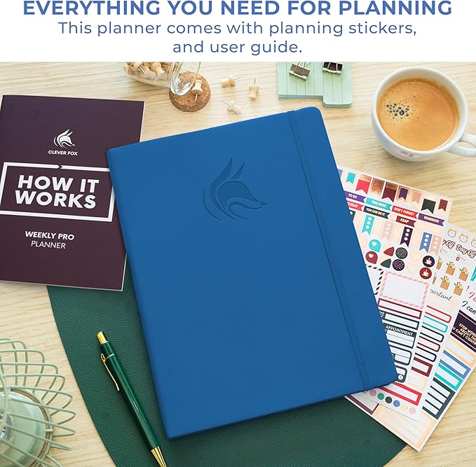 Clever Fox Planner PRO Dated (Jan 2026–Jan 2027) Weekly & Monthly Life Planner to Increase Productivity, Time Management and Hit Your Goals – Organizer, Gratitude Journal – A4 Size (Mystic Blue)