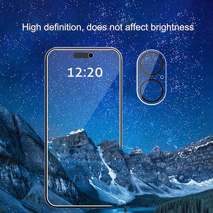 Ailun 3 Pack Privacy Screen Protector for iPhone 16 [6.1 inch] + 3 Pack Camera Lens Protector, Anti Spy Private Tempered Glass Film, Case Friendly, [9H Hardness][Not for iPhone 16e/16Pro/Plus/ProMax]
