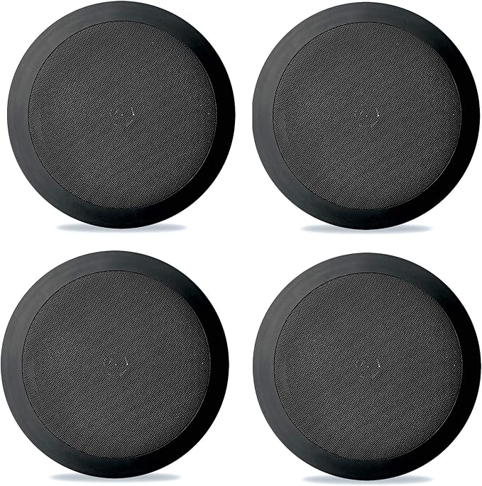 Pyle PDIC81RDBK 8 Inch 250 Watts Flush in-Wall in-Ceiling Black Speakers, with 2 Way Stereo Sounds, Ideal for Custom Installations, Pack of 4