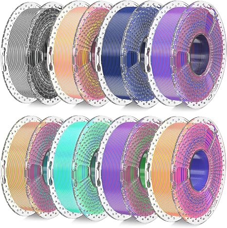 SUNLU 3D Printer Filament Bundle, Silk Filament Multicolor, Individually Vacuum Packed, Dual Color*5, Triple Color *3, 2kg in Total