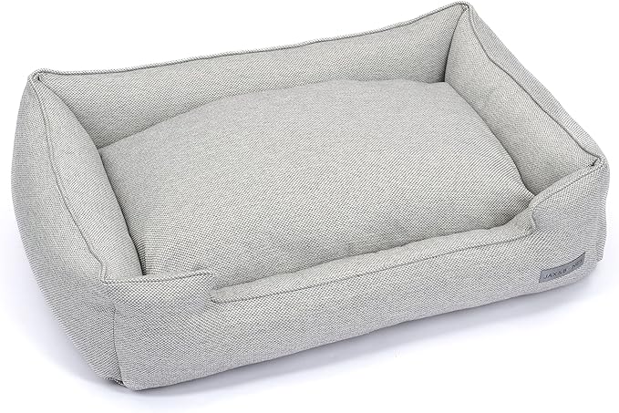 Jax & Bones Dog Bed Lounge - Machine Washable Bed for Dogs - Extra Heavy Duty Bolstered Sides - Small Grey Dog Mat Beds | 24 x 18 Inches
