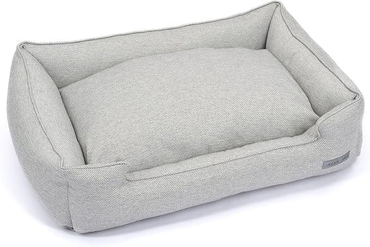 Jax & Bones Dog Bed Lounge - Machine Washable Bed for Dogs - Extra Heavy Duty Bolstered Sides - Small Grey Dog Mat Beds | 24 x 18 Inches
