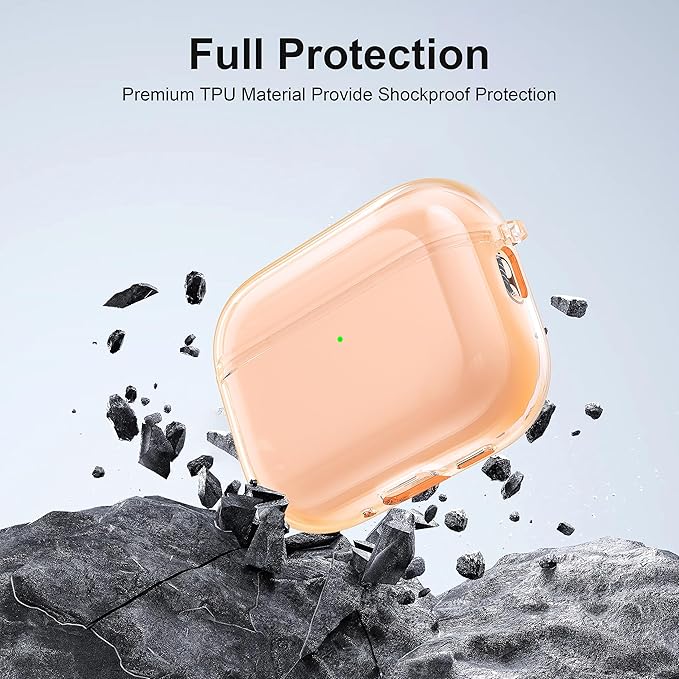 Valkit for Airpods Pro 3 Case Clear with Cleaner Kit | Soft TPU Airpods Pro 3 Generation Case | Protective Cover Shockproof | iPods Pro 3 Cases | for Air pods Pro Gen 3 2026(Clear Orange)