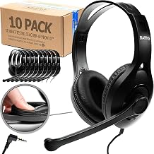 Barks Classroom Headphones with Microphone Bulk 10 Pack (Black, 3.5mm) - Image 1