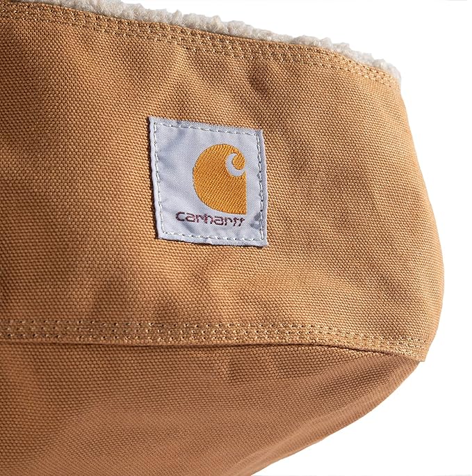 Carhartt Durable Canvas Pet Bed, Water Resistant Firm Duck Dog Bed, Carhartt Brown (Sherpa Top), Large