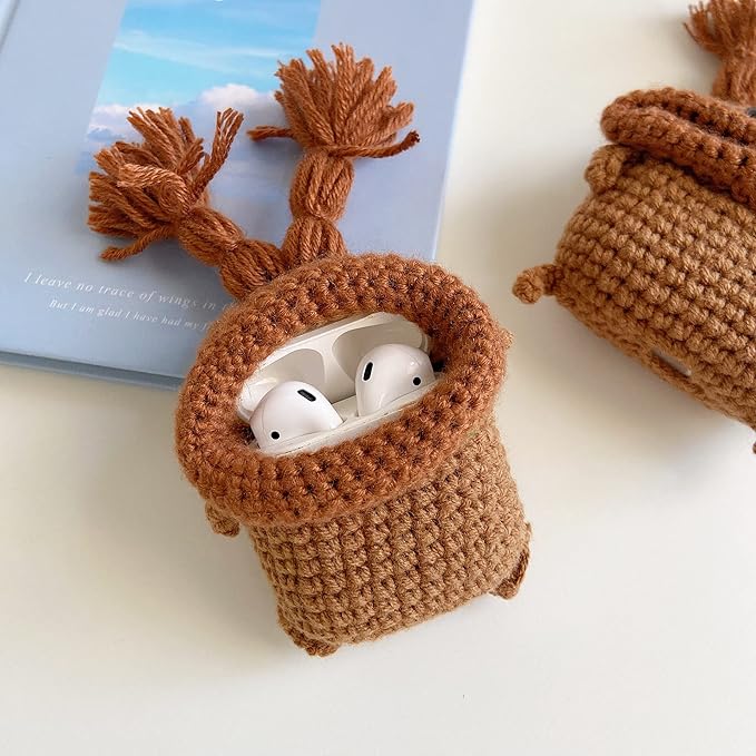 Yatchen Plush Case Compatible with AirPods 1&2, Cute Fluffy 3D Cartoon Bunny Design Furry + Soft TPU Cover Warm Carrying Charging Box with Keychain Anti-Fall Protective Case for AirPods 1&2