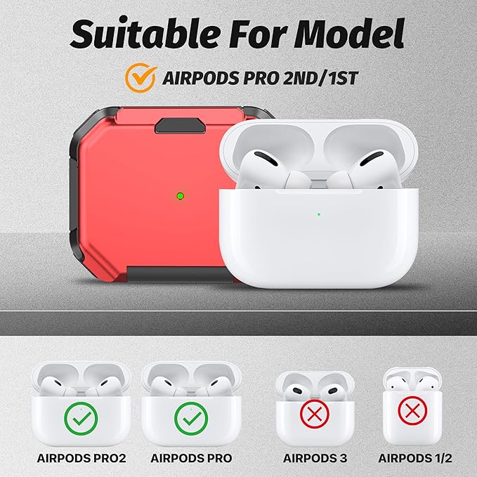 Valkit Compatible Airpods Pro 2nd/1st Generation Case Cover, Military Rugged AirPods Pro 2 Cases with Keychain & Cleaning Pen Shockproof Protective Case for Air Pod Pro 2nd/1st Gen 2023/2022/2019