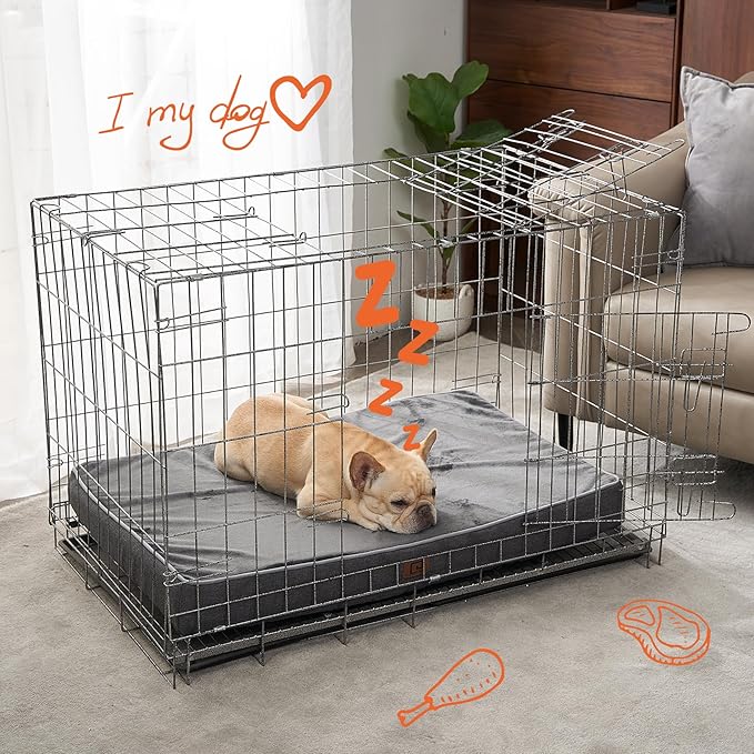 EHEYCIGA Memory Foam Dog Bed Orthopedic 35"x23"，Waterproof Pet Bed for Larged Size Dogs ，Washable Pet Mat with Removable Cover,Dark Grey