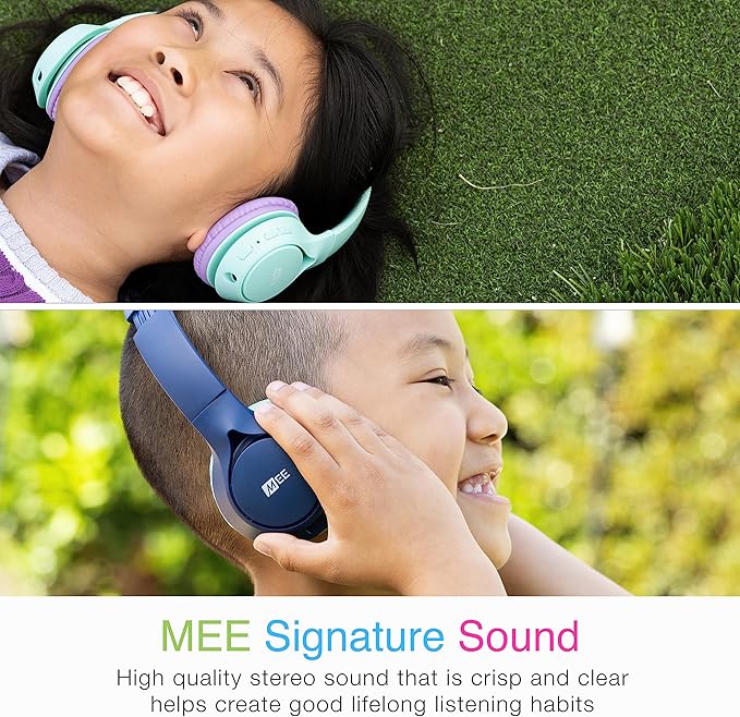 MEE audio KidJamz KJ45BT Children's Safe Listening Bluetooth Wireless Headphones with Volume Limiter & Microphone, Adjustable On-Ear Kids Headset for Online Learning/School/Travel/Tablet, Pink/Magenta