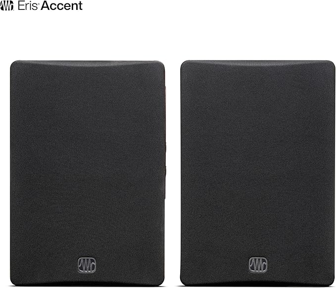 PreSonus Eris Accent Powered Bookshelf Speakers – 50W Wired Stereo Speakers for Record Player, Turntable, Desk & Home, Multiple Inputs, 4” Woofer, Studio Monitors, Tweeter, Remote, Sub Out, Wood Grain