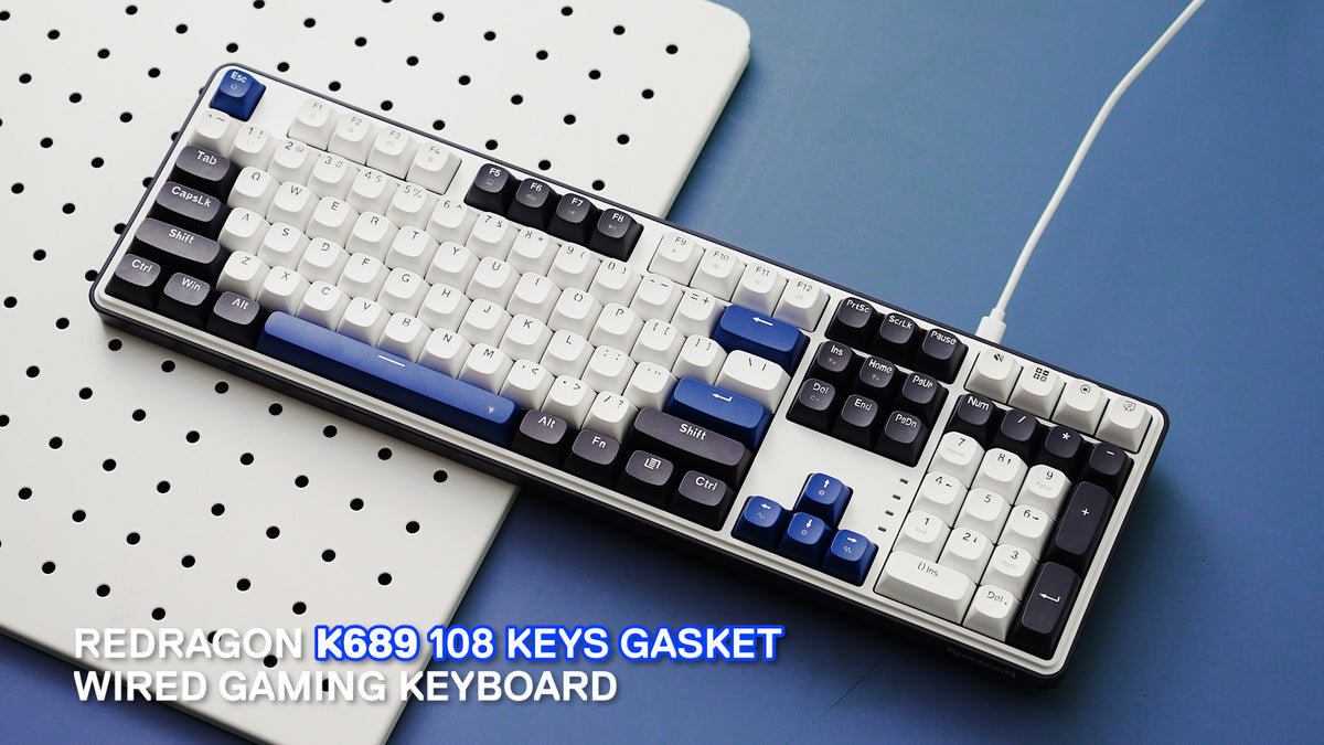Redragon K689 108-Key Hot-Swap Wired RGB Gaming Keyboard, Extra 4 Hotkeys