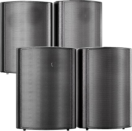 STUDIOFINIX 800W 6.5 Inch Outdoor Bluetooth Speakers Waterproof Wired with Multifunctional Amplifier Wall Mount Weatherproof Loudspeaker System for Patio Garden Poolside Home(4 Speakers,Black)