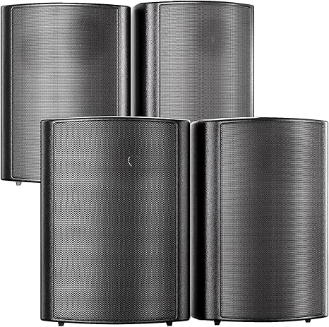 STUDIOFINIX 800W 6.5 Inch Outdoor Bluetooth Speakers Waterproof Wired with Multifunctional Amplifier Wall Mount Weatherproof Loudspeaker System for Patio Garden Poolside Home(4 Speakers,Black)