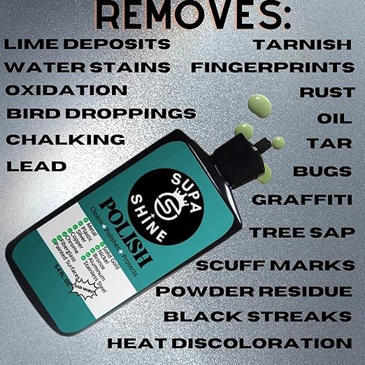 Metal Polish Cleaner for Chrome, Brass, Plastic, Aluminum, Copper, Rust, Fiberglass, and Stainless Steel