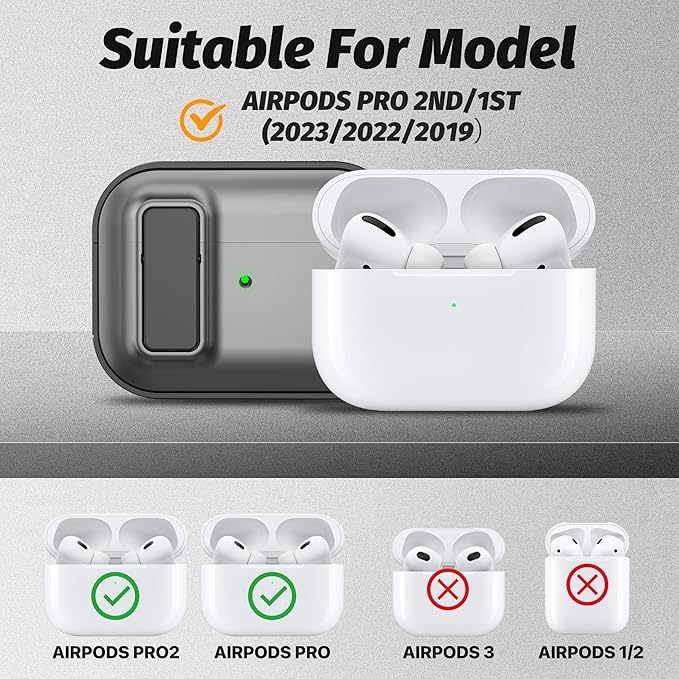 Valkit Compatible Airpods Pro 2nd/1st Generation Case with Cleaner Kit, Secure Lock Airpods Pro 2 Case Cover Magnetic Ready, Shockproof Protective Case for Airpods Pro 2nd/1st Gen(2023/2022/2019)