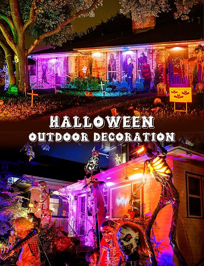 JandCase Orange and Purple Halloween Light Bulbs Outdoor, LED PAR30 Flood Lights 12W(100W Equivalent), E26 Colored Light Bulbs for Porch Lighting, Party Decor, Courtyard, Not-Dimmable, 2 Pack