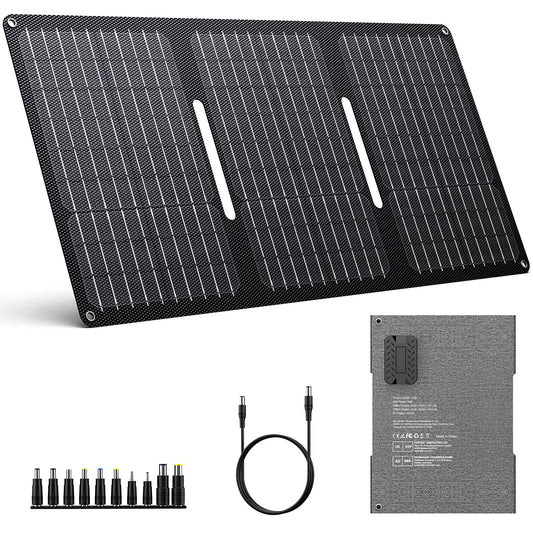 ENOFLO 30W Solar Panel Charger YT30 Foldable Solar Panel IP65 Waterproof Solar Charger with QC3.0 USB & DC Output(10 Connectors) 24% High Efficiency for Outdoor Camping