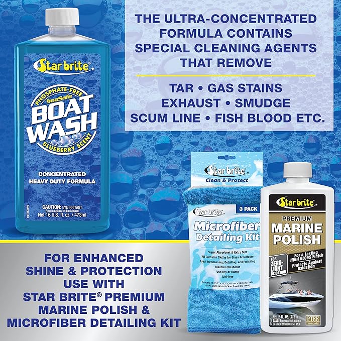 STAR BRITE Concentrated Boat Wash - Biodegradable, Phosphate-Free, Blueberry Scent - 16 OZ (080416P)