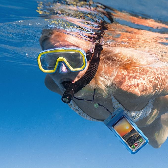 H2ODYSSEY Waterproof Phone Case and Lanyard - Excellent Waterproof Protection - Floats in The Water -Lanyard for Beach Kayak Travel - Universal Size - Blue