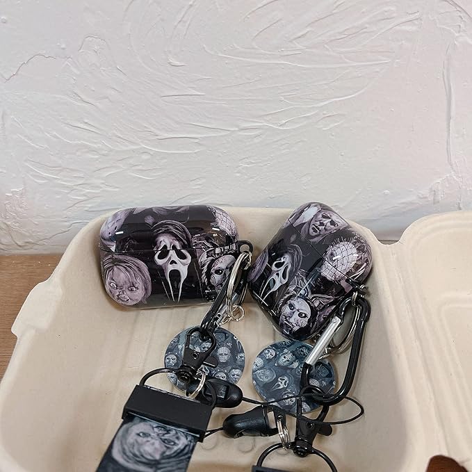Cool Scream Pattern Pro 3rd Generation Case 2025 with Durable IMD Printing Technology and PET Layer，with Horror Keychain Clip Carabiner and Lanyard，Designed for Those who Like Thrilling Horror Themes