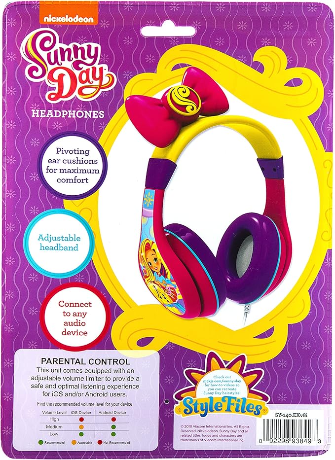 Sunny Day Headphones for Kids with Built in Volume Limiting Feature for Kid Friendly Safe Listening