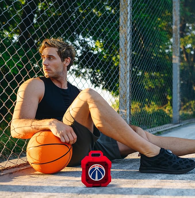 SOAR NBA Shockbox LED Wireless Bluetooth Speaker - Water Resistant IPX4, 5.0 Bluetooth with Over 5 Hours of Play Time - Small Portable Speaker - Officially Licensed NBA, Perfect Home & Outdoor Speaker