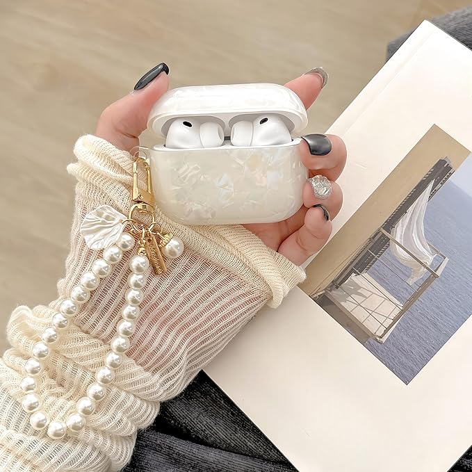 Cute Case for Airpods Pro 3 (2025), Bling Shell Pattern Soft TPU Protective Cover with Luxury Pearl Shell Keychain for Apple Airpods Pro 3 Charging Case, Colorful